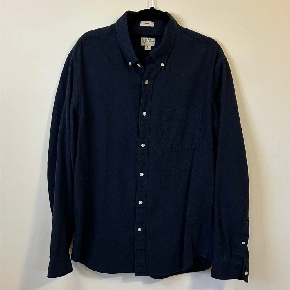J. Crew Men's Dark Navy Button Down Flannel Shirt